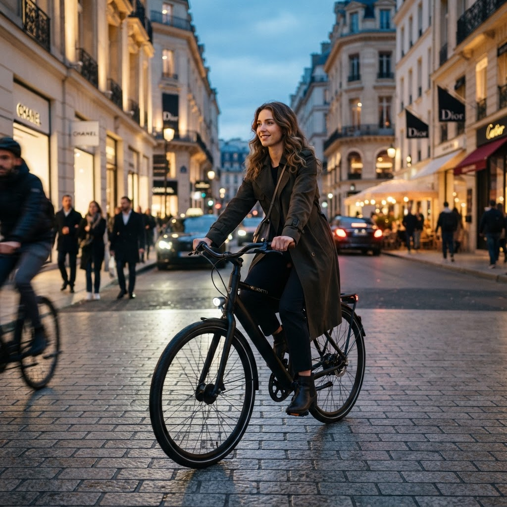 Bicicleta elétrica moderna em ambiente urbano